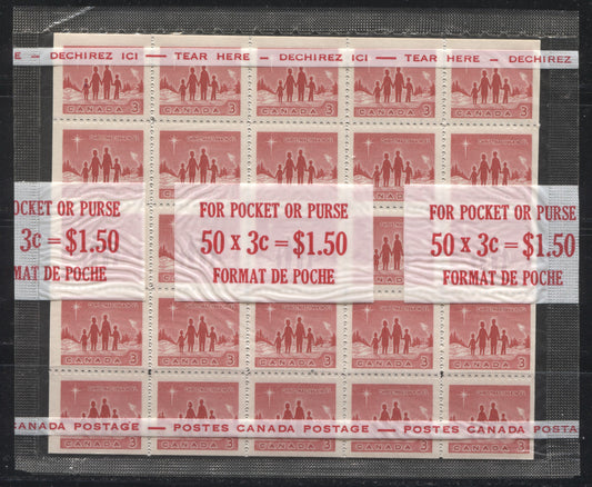 Lot 87 Canada #434aii 3c Red Star Of Bethlehem, 1964 Christmas Issue, A VFNH Cellophane Pack Of 2 Panes Of 25 On LF-fl Bluish White Paper With Streaky Dex Gum