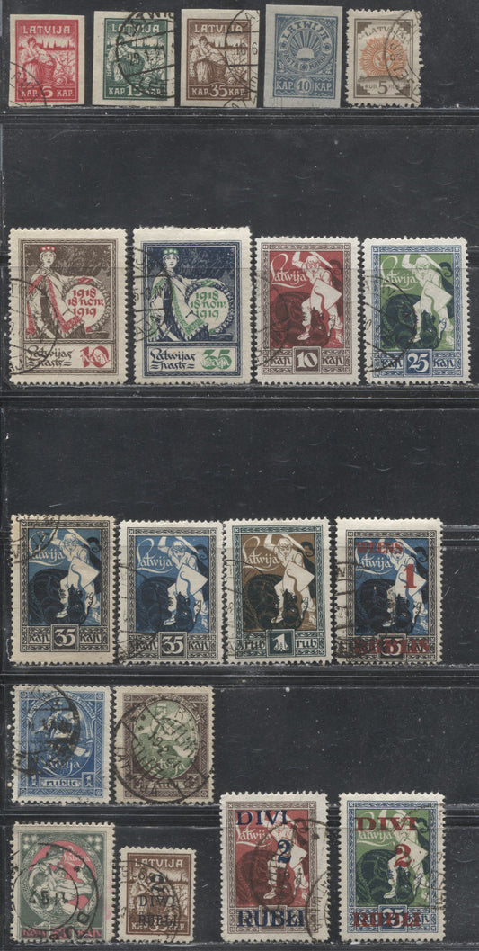 Lot 87 Latvia #43/93 1919-1920 Independence Issue and Surcharges, a F-VF Used Selection