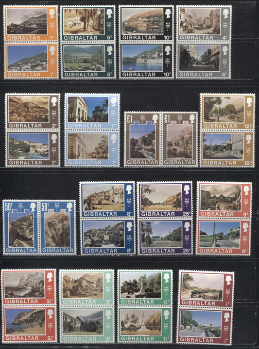 Lot 88 Gibraltar SC #241-272 1971 Pictorial Definitive Issue A Complete VFNH Set in Se-Tenant Pairs of the Sideways Watermark
