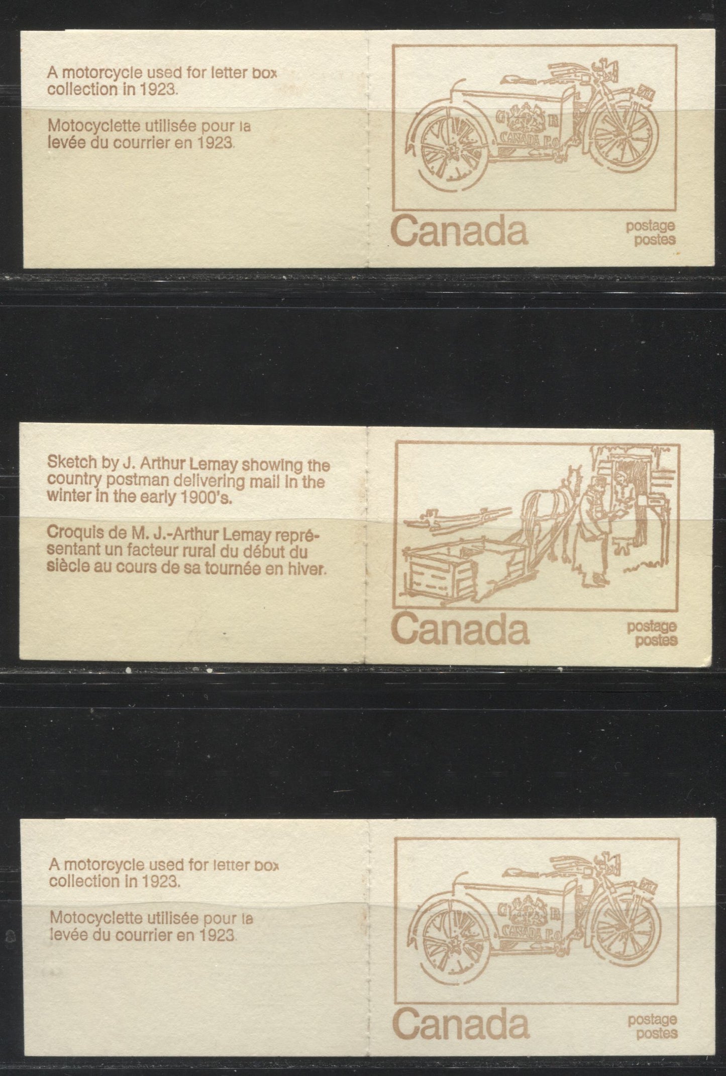 Lot #89 Canada McCann #BK69aj 1c Purple Brown, 6c Black, And 8c Slate, 1967-1973 Centennial Issue, A Specialized Lot of Five 25c Booklets, Type 3 Covers Clear Sealing Strip, HF-fl Smooth Paper, Settings A, B and C, OP-4 Tagging With 20 mm Spacing