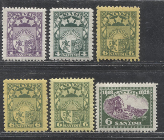 Lot 90 Latvia #135/158 1927-1933 Arms Issue Watermarked Swastikas and 10th Anniversary of Independence, Mint OG Values From Both Sets