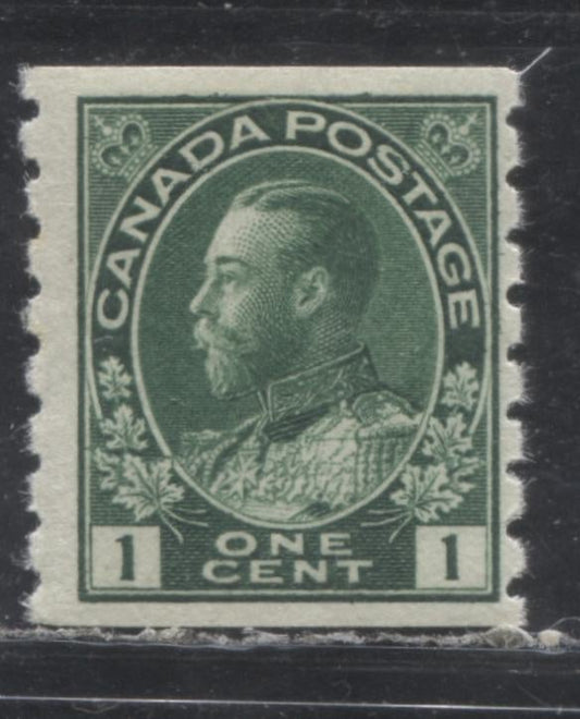 Lot 90 Canada #125 1c Dark Green (Green) King George V, 1912-1924 Admiral Coil Issue, A Fine NH Coil Single, Perf 8 Vertical, Retouched Frameline