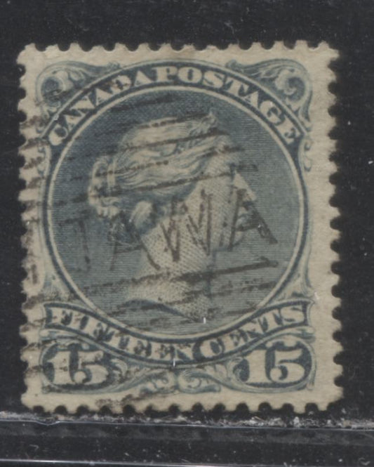 Lot 90 Canada #30b 15c Blue Gray Queen Victoria, 1868-1897 Large Queen Issue, A Fine Used Single On Horizontal Wove Paper From The Earlier Montreal Printing, Perf 12.2 x 12.1