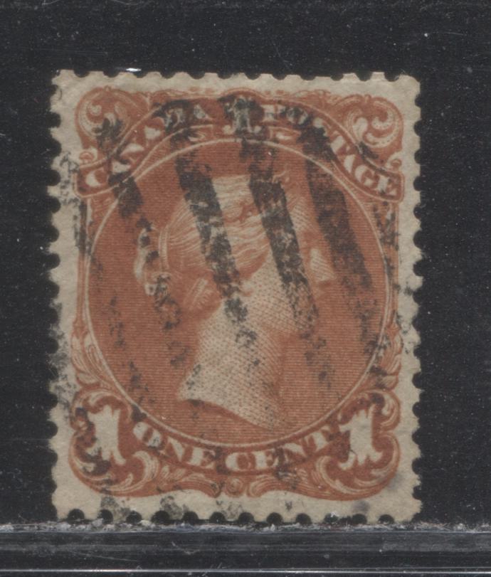 Lot 9 Canada #22b 1c Deep Brownish Red (Brown Red) Queen Victoria, 1868-1897 Large Queen Issue, A Fine Used Single On Duckworth Paper #1, Perf 12