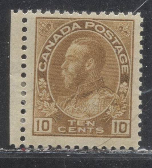 Lot 91 Canada #118b 10c Pale Yellow Brown (Yellow Brown) King George V, 1911-1924 Admiral Issue, A Fine OG Single With A Retouched Frameline, Dry Printing