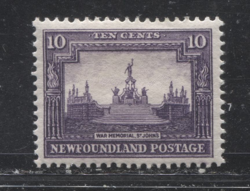 Lot 91 Newfoundland # 179 10c Violet War Memorial, 1931-1932 Watermarked Publicity Issue, A VFOG Example, Comb Perf. 13.6 x 14