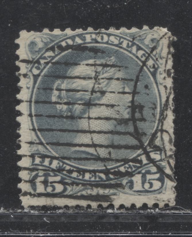 Lot 91 Canada #30b 15c Blue Gray Queen Victoria, 1868-1897 Large Queen Issue, A Good Used Single On Horizontal Wove Paper From The Earlier Montreal Printing, Perf 12.2