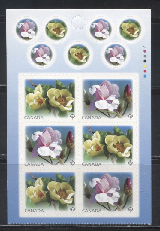 Lot 91 Canada #2625a 2013 Magnolias Issue, A VFNH Booklet Pane of 6 on LF TRC Paper