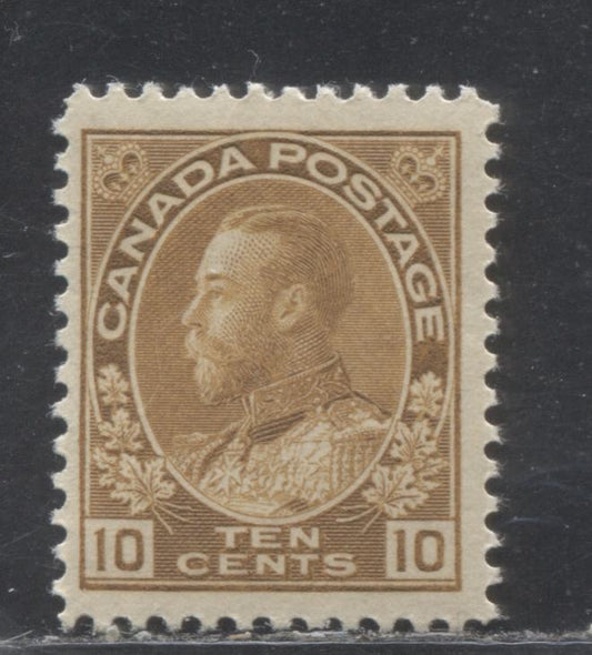 Lot 92 Canada #118b 10c Yellow Brown (Yellow Brown) King George V, 1911-1924 Admiral Issue, A Fine OG Single With A Retouched Frameline, Dry Printing