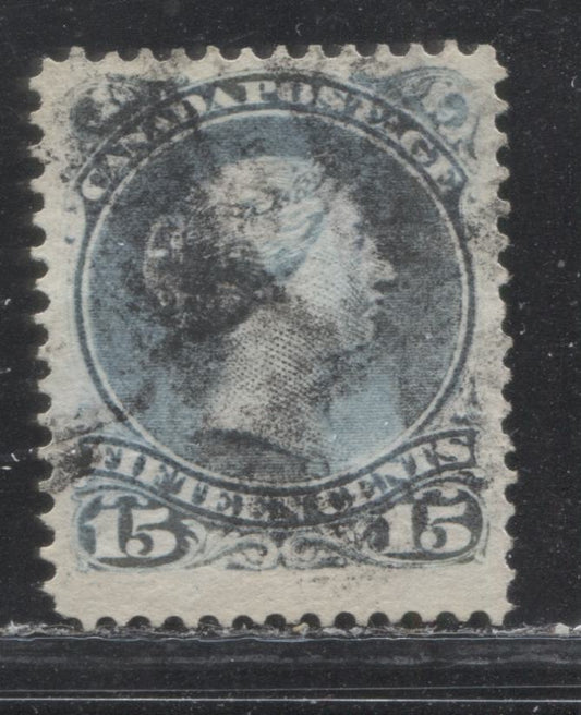 Lot 93 Canada #30b 15c Blue (Blue Gray) Queen Victoria, 1868-1897 Large Queen Issue, A Fine Used Single On Horizontal Wove Paper From The Earlier Montreal Printing, Perf 12 x 12.2