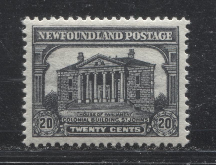 Lot 93 Newfoundland # 181 20c Black Colonial Building, 1931-1932 Watermarked Publicity Issue, A VFOG Example, Comb Perf. 13.8 x 14