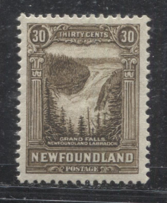 Lot 94 Newfoundland # 182 30c  Deep Olive Brown Grand Falls , 1931-1932 Watermarked Publicity Issue, A VFOG Example, Comb Perf. 14 x 13.75