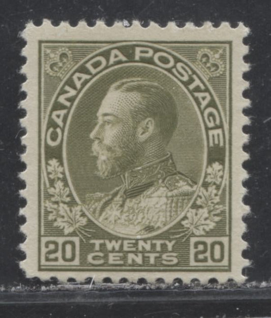 Lot 94 Canada #119 20c Gray Olive (Olive Green) King George V, 1925-1928 Admiral Issue, A VFNH Single With A Normal Frameline, Dry Printing