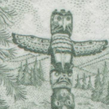 Lot #94 Canada #455pv 2c Bright Green Pacific Coast Totem Pole, 1967-1973 Centennial Issue, A VFNH Complete R1C1 Sheet of 100 From Plate 2 Showing All 11 Listed "Blinky" Flaws, LF-fl Ribbed Paper, GT-2 Tagging