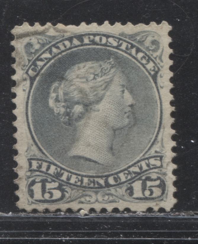 Lot 95 Canada #30i 15c Slate Queen Victoria, 1868-1897 Large Queen Issue, A Very Fine Used Single On Stout Horizontal Wove Paper From The Earlier Montreal Printing, Perf 12 x 12.1