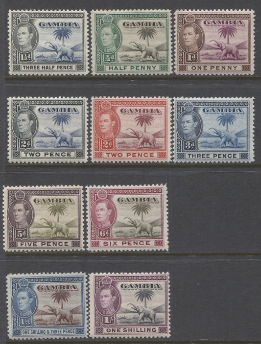 Lot 95 Gambia SG#150/156a 1938-1952 Colonial Badge Definitive Issue, a Mostly VF And All NH Partial Set to 1/3d, Except For The 1.5d Scarlet and Claret, Various Printings, SG. Cat 30.65 GBP = $52.72
