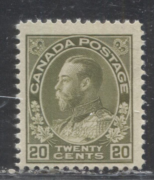 Lot 96 Canada #119 20c Gray Olive (Olive Green) King George V, 1925-1928 Admiral Issue, A Fine NH Single With A Normal Frameline, Dry Printing