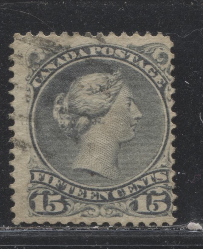 Lot 96 Canada #30i 15c Slate Queen Victoria, 1868-1897 Large Queen Issue, A Fine Used Single On Stout Horizontal Wove Paper From The Earlier Montreal Printing, Perf 12.1 x 12.2