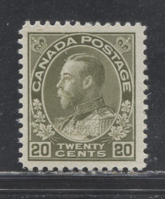 Lot 98 Canada #119 20c Deep Gray Olive (Olive Green) King George V, 1925-1928 Admiral Issue, A VFOG Single With A Normal Frameline, Dry Printing