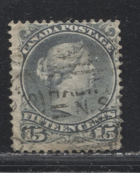 Lot 188 Canada #30i 15c Slate Gray Queen Victoria, 1868-1897 Large Queen Issue, A Very Good Used Single On Horizontal Wove Paper From The Earlier Montreal Printing, Perf 12.2 x 12.1