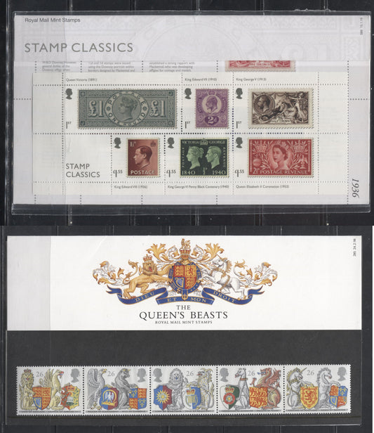 Great Britain 2019 Stamp Classics and 1998 Queen's Beasts Presentation Packs