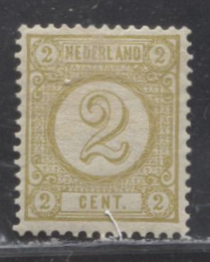 Netherlands #36 2c Olive Yellow 1894 Numeral Issue, a VFOG Example of the Perf. 12.5