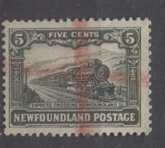 Newfoundland #167 (SG#183) 5c Slate Green 1929 Publicity Re-Engraved Comb Perf.13.6 x 13.8 F-65 Used Brixton Chrome 