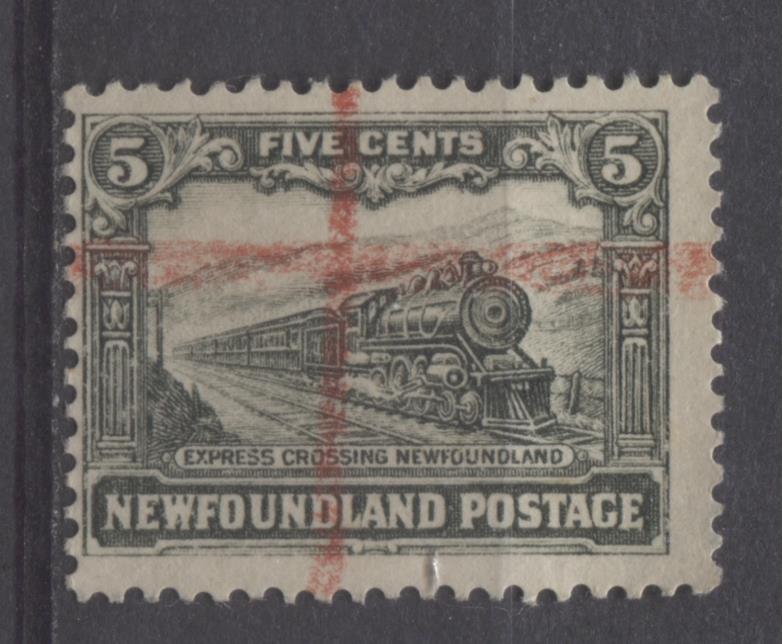 Newfoundland #167 (SG#183) 5c Slate Green 1929 Publicity Re-Engraved Comb Perf.13.6x13.8 VG-55 Used Brixton Chrome 