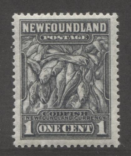 Newfoundland #184 (SG#222) 1c Deep Grey Black Codfish 1932-37 Resources Issue Perf.13.5 Comb VF-78 OG Brixton Chrome 