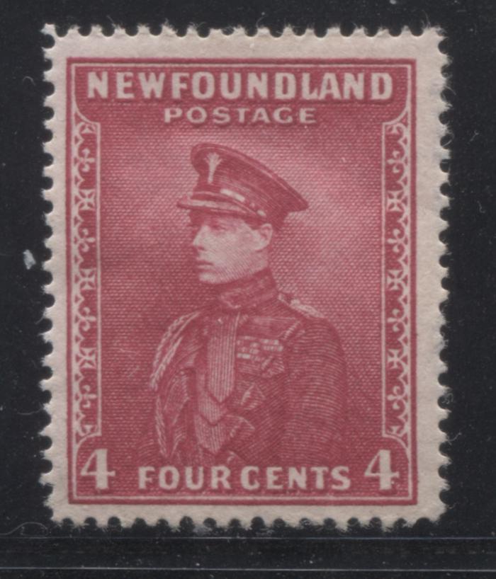 Newfoundland #189d 4c Deep Carmine-Rose Prince of Wales, 1932-1939 First Resources Issue, A Very Good Mint Example of the Line Perf. 14 Brixton Chrome 