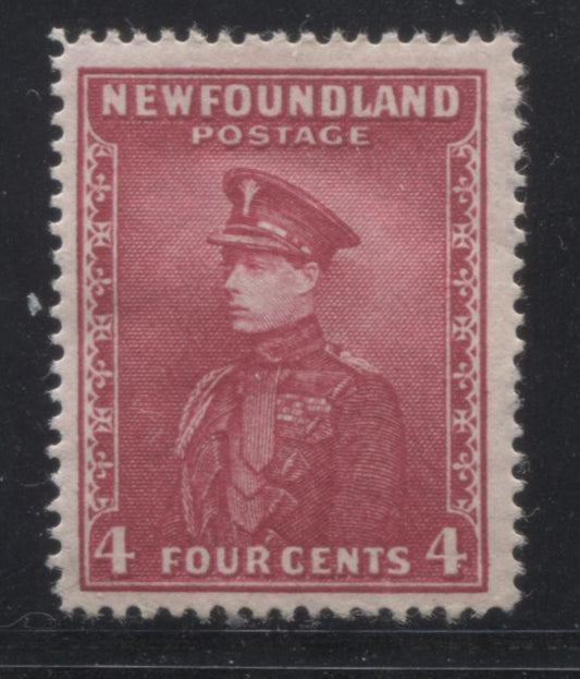 Newfoundland #189d 4c Deep Carmine-Rose Prince of Wales, 1932-1939 First Resources Issue, A Very Good Mint Example of the Line Perf. 14 Brixton Chrome 