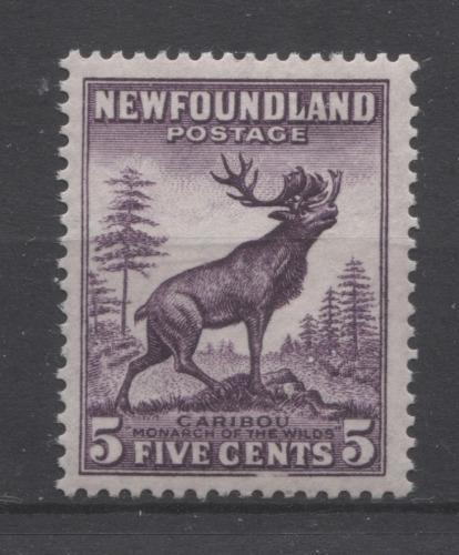 Newfoundland #191 (SG#225c) 5c Deep Rose Lilac Caribou Die 2 1932-37 Resources Issue F-70 NH Brixton Chrome 