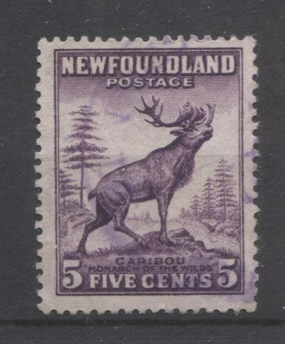 Newfoundland #191a (SG#225) 5c Blackish Purple Caribou Die 1 1932-37 Resources Issue F-70 Used Brixton Chrome 