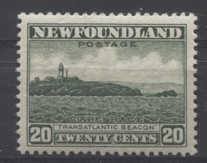 Newfoundland #196 (SG#218) 20c Deep Green Cape Race 1932-37 Resources Issue VF-80 OG Brixton Chrome 