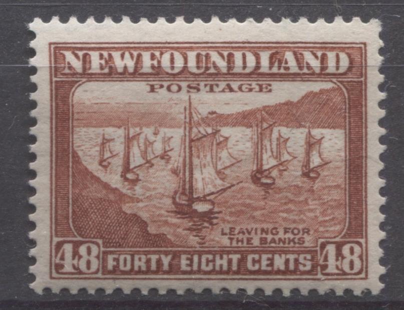 Newfoundland #199 (SG#228c) 48c Lake Brown Shipping Fleet 1932-37 Resources Issue VF-75 OG Brixton Chrome 