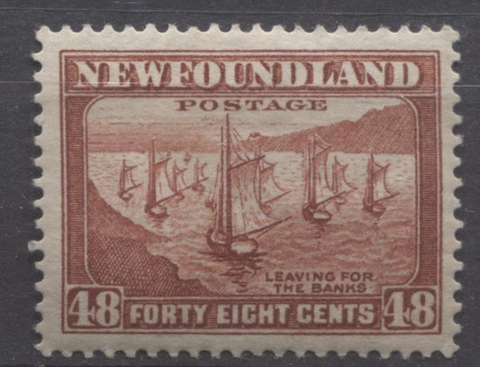Newfoundland #199 (SG#228c) 48c Lake Brown Shipping Fleet 1932-37 Resources Issue VF-75 OG Brixton Chrome 