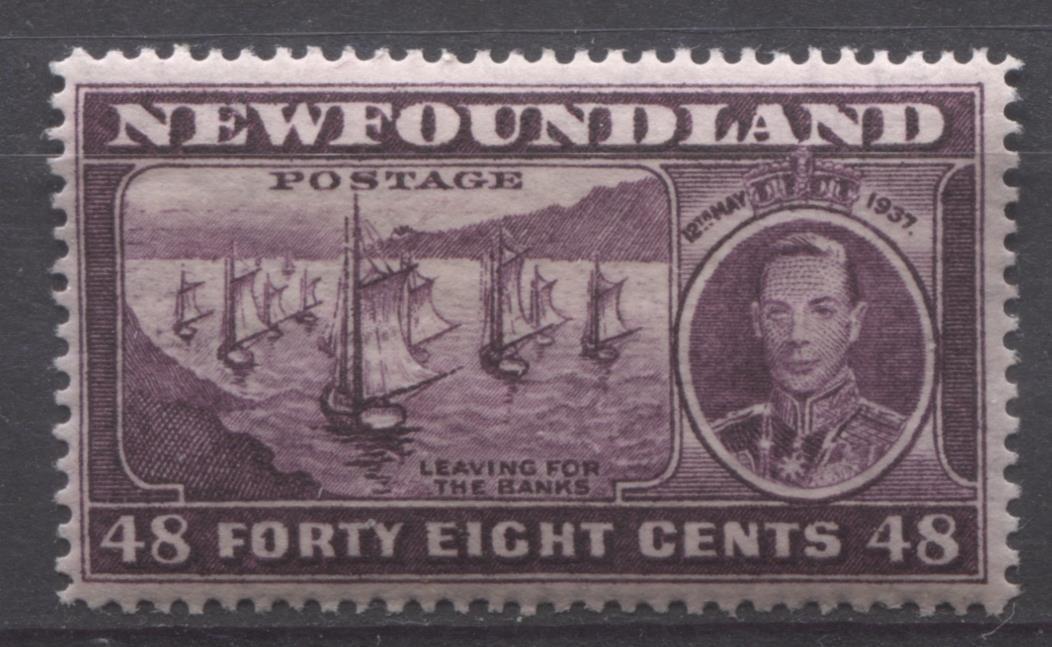 Newfoundland #243 (SG#267) 48c Deep Purple 1937 Long Coronation Issue Perf. 14.25 VF-75 OG Brixton Chrome 