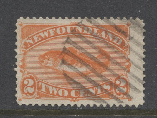 Newfoundland #48b (SG#51) 2c Orange 1888 Cents Issue Vertical Wove Paper F-65 Used Brixton Chrome 