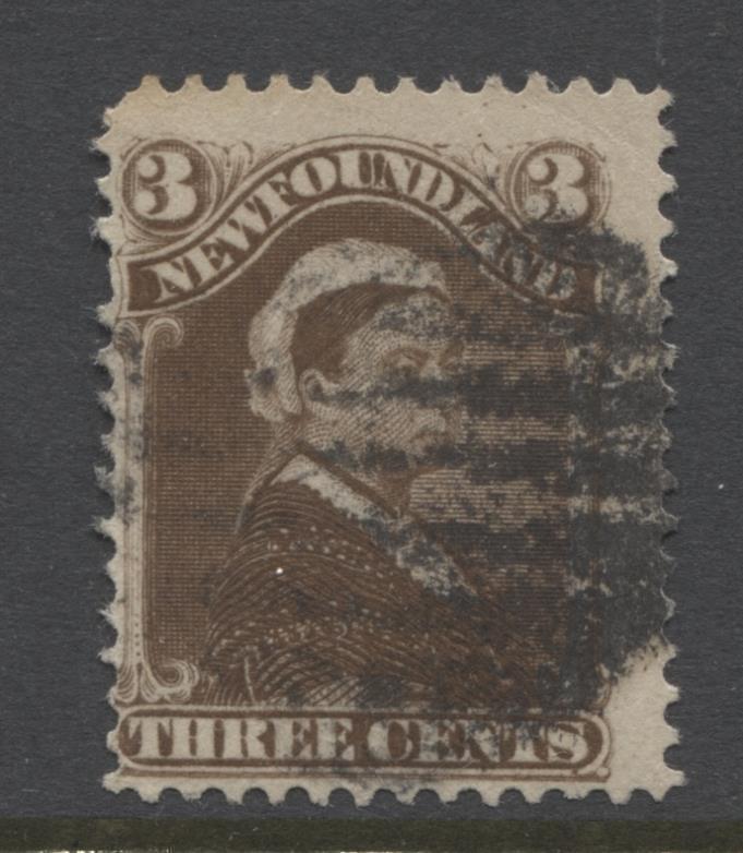 Newfoundland #51 (SG#52) 3c Umber Brown 1887 Cents Issue Vertical Wove G-50 Used Brixton Chrome 