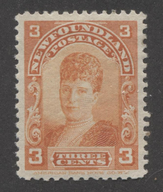 Newfoundland #83 (SG#88) 3c Orange Queen Alexandra 1897 Royal Family Issue VF-79 OG Brixton Chrome 
