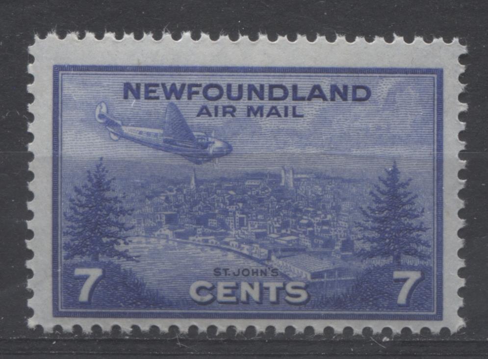 Newfoundland #C19 (SG#291) 7c Deep Ultramarine 1943 St. John's Airmail Issue F-70 NH Brixton Chrome 