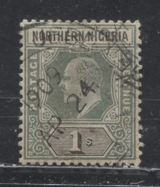 Northern Nigeria SG#16 1/- Green And Black King Edward VII Issue 1902-1905 De La Rue Imperium Keyplate Design. A Very Fine CDS Used Example
