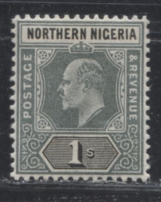 Northern Nigeria SG#26 1/- Green And Black King Edward VII Issue 1905-1906 De La Rue Imperium Keyplate Design, Multiple Crown CA Watermark. A VFNH Example Of The February 1905 Printing On Ordinary Paper