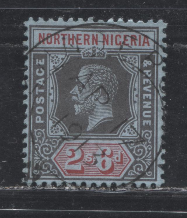 Northern Nigeria SG#49 2/6 Black and Carmine on Blue King George V Issue 1912-1914 De La Rue Imperium Keyplate Design Printed In Universal Colors. A VF SON Cancel On Chalky Paper