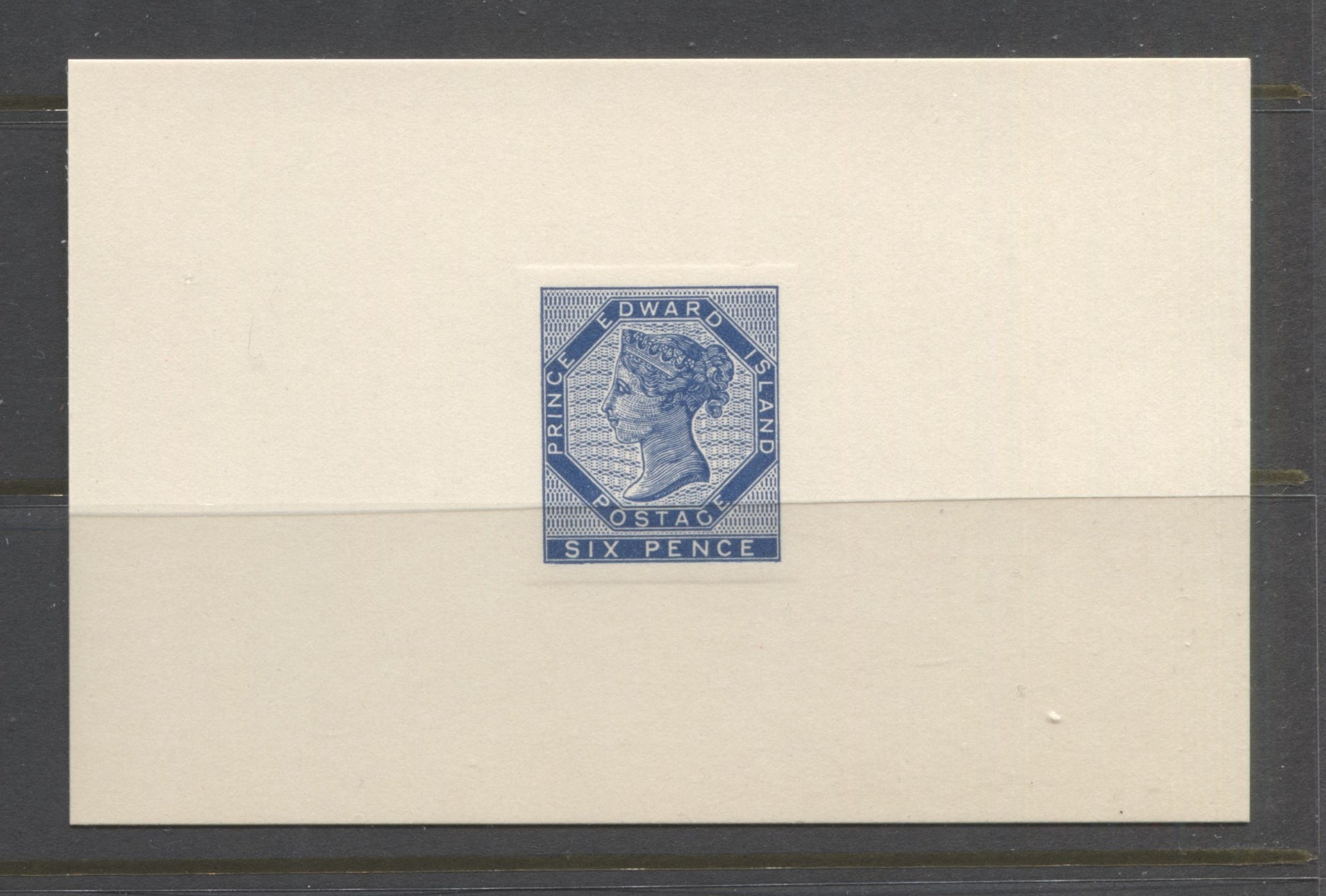 Prince Edward Island 6d Deep Blue Posthumous "Red Cross" Raised Die Proof on Card Brixton Chrome 