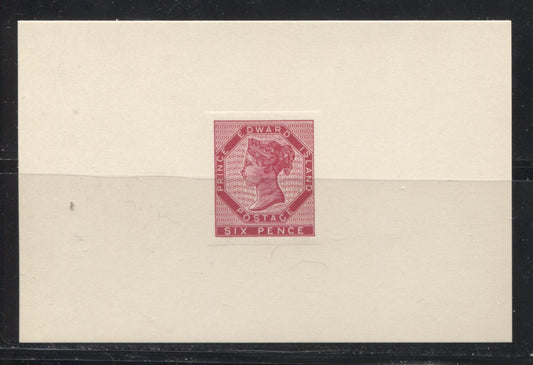 Prince Edward Island 6d Deep Cerise Posthumous "Red Cross" Raised Die Proof on Card Brixton Chrome 