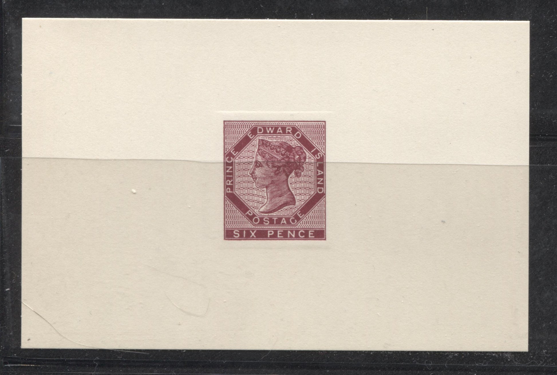 Prince Edward Island 6d Deep Maroon Posthumous "Red Cross" Raised Die Proof on Card Brixton Chrome 