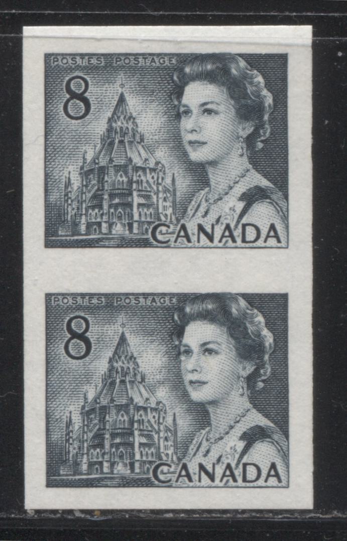 Canada #550a 8c Slate Parliamentary Library, 1967-1973 Centennial Definitive Issue, A VFNH Example of the Rare Imperforate Coil Pair, Untagged on Fluorescent Paper