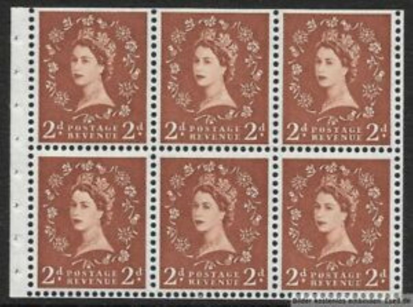 Great Britain SG#H30 5/- Brown Buff & Black Cover 1956-1959 Wilding Issue, A Complete Booklet With Mixed Upright and Inverted St. Edward's Crown Watermark, Panes of 6, Type B GPO Cypher, September 1957